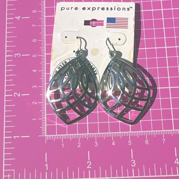 Pure Expressions earrings silver mash teardrop new with tag - Picture 3 of 4